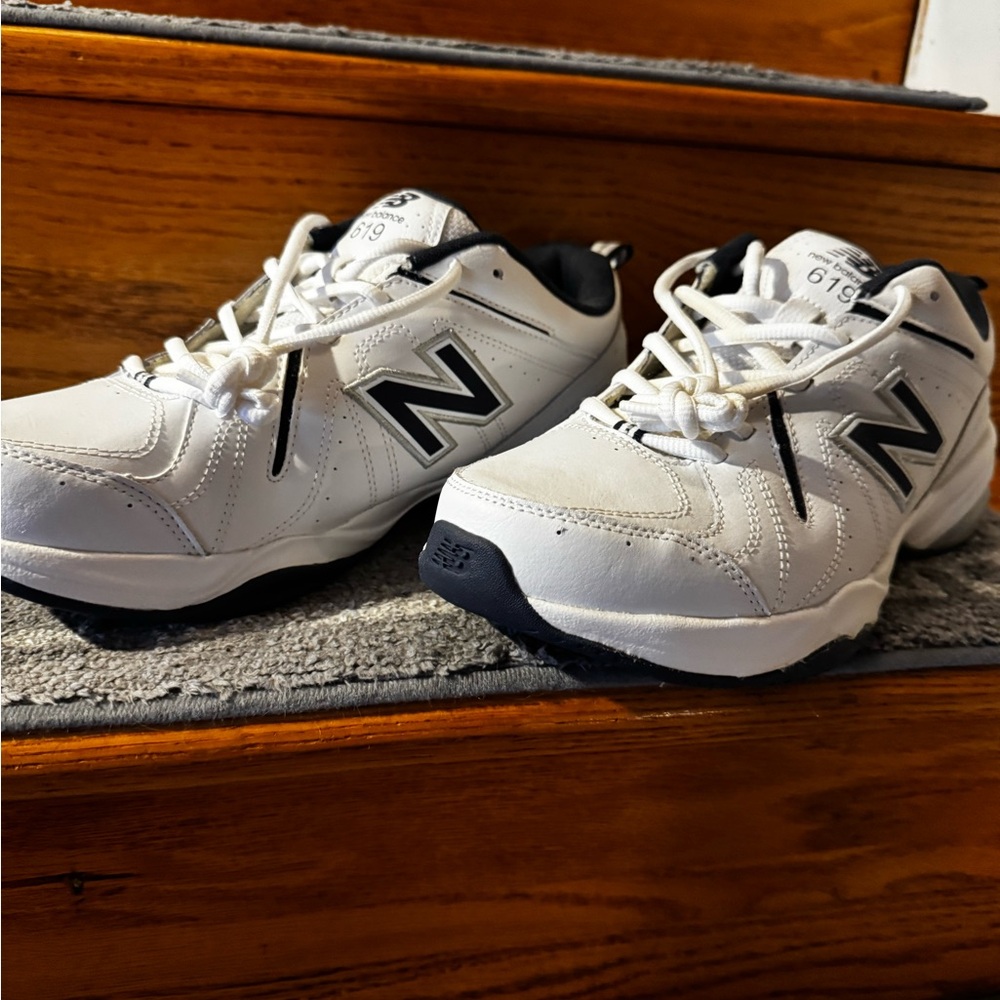 New Balance 619 White and Blue Athletic Shoes